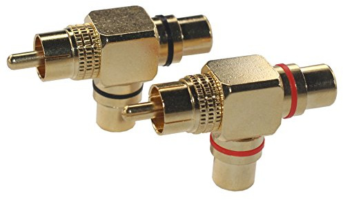 KK-07 Adapter -[2 Pack] 2pcs Total, Hi-end 1RCA Male to 2RCA Female Right Angle Splitter Adapter, Gold Plated-KK-07