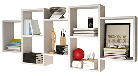 Mirjan24 Wandregal Trio 001, Dekoregal Wandboard, Buchregal, Hängeregal, Wandschrank, Hängeschrank, Regal (Weiß)