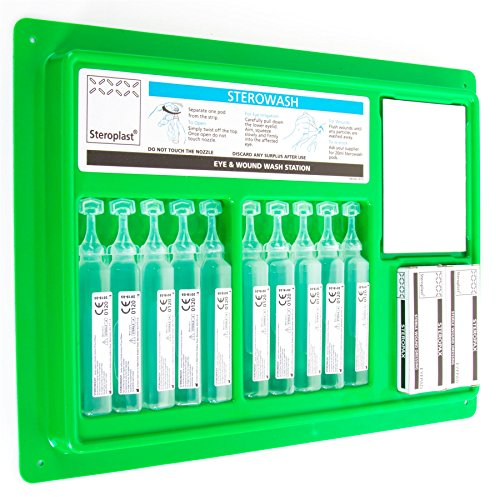 White Hinge Sterile Eye Wash Pod Station - Wall Mountable Work First Aid Kit