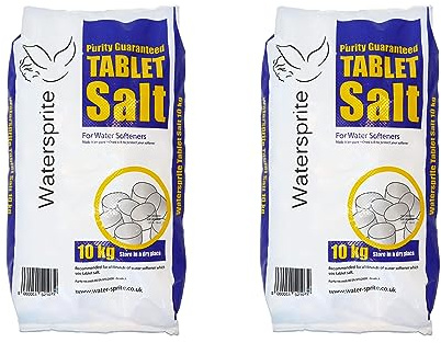 2 x Watersprite Water Softener Salt Tablets 10kg Bag - Suitable For All Brands Of Softener. Premium Quality High Purity White Salt Pellets Dissolve Evenly and Cleanly To Protect Your Softener Resin