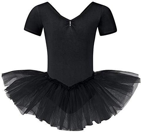 tanzmuster ® Ballettkleid Mädchen Tutu - Nele - aus Baumwolle mit Glitzersteinen, Ballettkleidung fürs Kinder Ballett