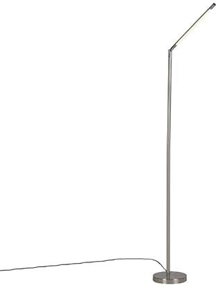 Qazqa - Moderne Stehleuchte | Ecklampe I Stehlampe I Standleuchte I Lampe I Leuchte aus Stahl I Silber I nickel matt inkl. LED - Berdien Dimmer I Dimmbar I Wohnzimmer - Stahl Länglich - I L