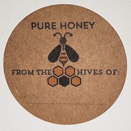 HONEY LABELS (kraft), 2 Round, SET OF 12