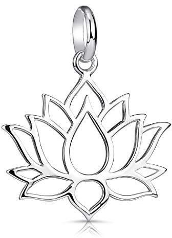 Materia Lotusblüte Anhänger Silber 925 - Lotus Schmuck Modeschmuck Damen Mädchen KA-69-Silber_ohne Kette