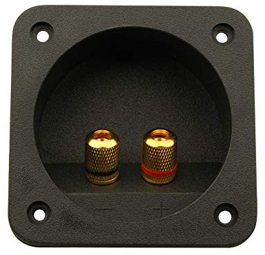 Jopto 2-Way Speaker Box Terminal DIY Home Car Stereo Binding Post Square Spring Cup Connector Acoustic Component Subwoofer Plugs Professional Speaker Junction Box Back Panel Universal Block (Black)
