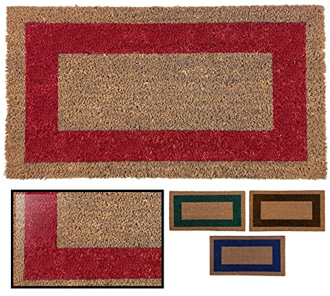LUCA HOME - Felpudo Entrada casa - Felpudo Fibra de Coco Natural Antideslizante - Original y Elegante - Exterior e Interior - Resistente para hogar, Oficina, terraza y jardín (Rojo, 40 x 70 cm)