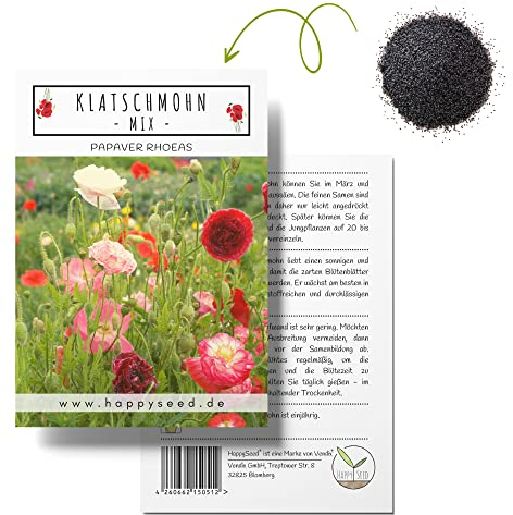 Klatschmohn Samen (Papaver rhoeas) - Wunderschön blühende Mohnblumen mit langer Blütezeit für eine bunte Blumenwiese (Mix)