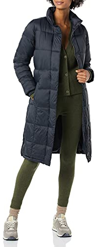 Amazon Essentials Damen Leichter gesteppter langer Puffer Wintermantel, Schwarz, XL