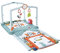 Fisher-Price Gimnasio casita de campo 2 en 1 Alfombra de actividades, manta se convierte en cabaña, juguete con luces y sonidos, regalo para bebé recién nacido (Mattel HJK45)