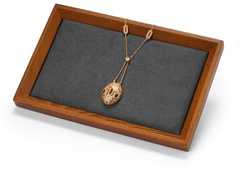 Oirlv Massivholz flaches Schmucktablett Schmuck Schublade Organizer Showcase Display Tray 4 Style (23.5 * 15.5 * 2.5cm, Grau)
