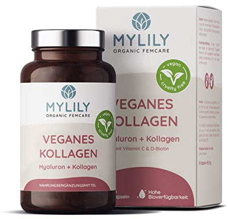 MYLILY Veganes Kollagen | Hyaluron und Kollagen Kapseln | Colagenkapseln hochdosiert vegan | Veganes Kolagen, Hyaluron, Bio Acerola, Zink & Vitamin B7 | Natürlich & Vegan | 90 Kapseln…