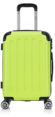 Flexot® Flex-2045 Handgepäck Kabinentrolley Koffer (16 Farben zur Auswahl) Zwillingsrollen Reisekoffer Bordcase Koffer Trolley Hartschale (M, Neon-Gelb)