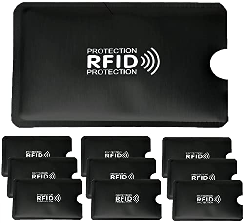 RFID Blocking NFC Schutzhüllen (10 Stück) für Kreditkarten EC-Karten Bankkarten Reisepass Ausweise | Kartenhüllen NFC-Blocker für Kreditkarte und EC Karte Schutz-Hülle Kreditkartenhülle（Schwarz）