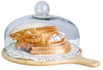 XIALIUXIA Mikrowellenabdeckhaube/Mikrowellen Abdeckung/Fliegenhaube,Tortenplatten mit Deckel, Holzpalette mit Griff, Pizza-Muffin-Verkostungsplatten, Glaskuppelabdeckung, Sandwich-Kuppelabdeckung,