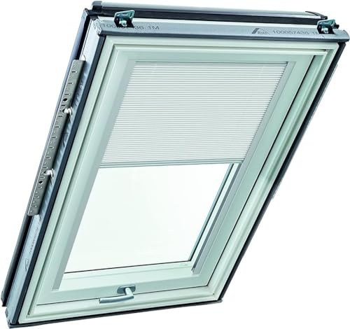 Roto Original Faltstore ZFA Faltrollo Dachfenster - Führungsschiene Silber - Beidseitig bedienbar - Plissee für Dachfenster Baureihe Q - Größe 078/118 | 07/11 - Stofffarbe Weiß
