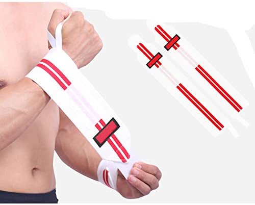 SUAVER 2er Handgelenk Bandagen, 45cm Bandage elastisch Handgelenkstütze Stützbandage für Krafttraining,Wrist Wrap,Komfortabel & stabilisierende (Weiß)