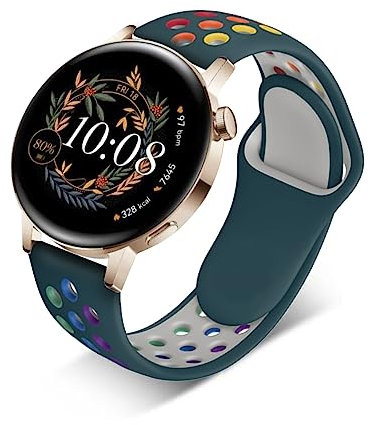 ZUREGO 20mm Sport Armband für Huawei Watch GT 3 42mm/ Watch GT 2 42mm, Atmungsaktives Silikon, Grau, 20MM