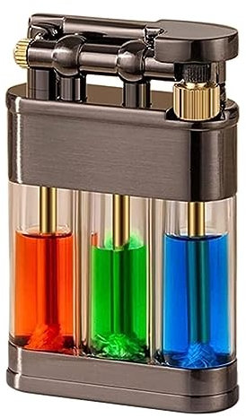 Vintage-Kerosinfeuerzeug, winddicht, sichtbar, transparent, Kraftstofftankfeuerzeug, altmodisches Schleifscheiben-Zündungsfeuerzeug for Geburtstag, Urlaub, Geschenk (Kraftstoff nicht im Lieferumfang e