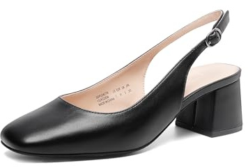 DREAM PAIRS Women's Low Chunky Heels Slingback Square Toe Block Dress Shoes Closed Toe Comfortable Wedding Work Pumps,Size 7.5,Black,SDPU2427W