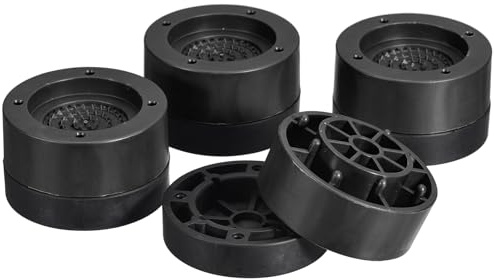 sourcing map Round Furniture Risers 4 Set, Height 1.38 Adjustable Bed Lifts Risers for Bed Frame, Table, Desk, Couch Leg, Chair Risers, Supports 1300 Lbs, Black