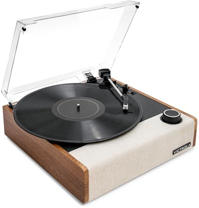 Victrola Eastwood II Oak Finish Record Player with Speakers, Bluetooth 5.1 and Vinyl Stream, 3 Speed Vinyl Player, Technica AT-3600LA Audio Cartridge