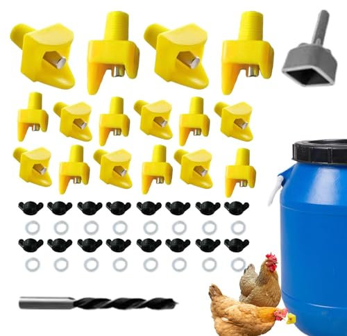 demaxiyad Horizontale Hühnertränkenippel,Hühnertränkenippel | 16 Stück horizontale Hühnertränken zur Seitenmontage | Geflügel-Tränke-Nippel-Set, Tränke mit Bohrer