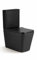 BAÑO MODERNO Inodoro Completo - WC Con Sistema Rimless Antibacterias - Vater Con Tapa Dura Extrafina Amortiguada - Salida Dual - Para Hogar Color Negro - Retrete (Negro)