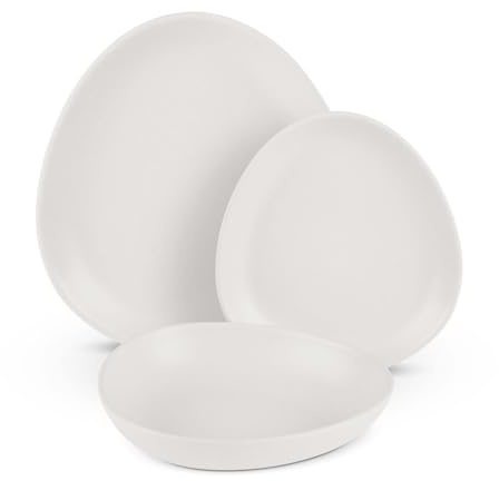 Berlinger Haus Sahara Collection Sahara Service de table 18 pièces en forme de triangle, blanc mat, élégant et facile d'entretien