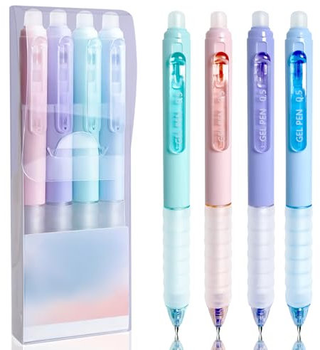 Xiaocanglan Radierbarer Kugelschreiber, 4 Stück Blau Tintenroller Radierbar Radierbare Stifte Kugelschreiber Radierbar, 0.5MM Radierbarer Tintenroller Studenten Geschenk Schule Bürobedarf Schulsachen