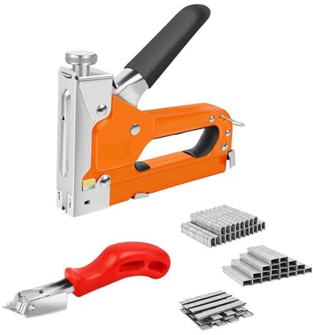 Handtacker Tackerpistole Polsterung Heftpistole leistungsstarker Tackerpistole für Klammern, mit 3000 Klammern und Klammerentferner für Holz, Stoff, Möbel