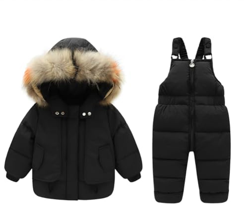 Hovershoes Toddler Boys Girls Snow Suit Kids 2-Piece Snowsuit Set Winter Hooded Puffer Jacket and Snow Bib Pants Trousers Ski Suits for 1-6 Years