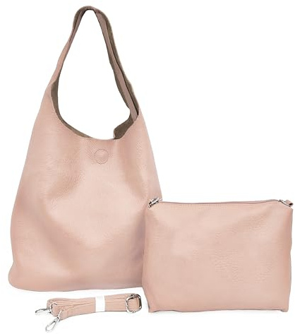 ANGELO Borsa a Spalla da Donna in Pelle PU, Borsa a Sacca 2in1 con Pochette e Tracolla Rimovibile, Hobo Tote Elegante Grande Capienza, per Lavoro, Ufficio, Università, Viaggio