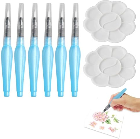 Wassertankpinsel Set, Wasserpinsel Stifte, Watercolor Brush Pen mit Befüllbarer Wassertank, Wassertankpinsel Stifte, Aquarell Pinselstifte, Kunststoff Leerer Wasserpinselstift, Aquarellpinsel, 3PCS