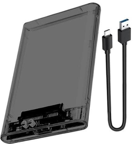 Krmoau Carcasa para disco duro externo - Carcasa transparente para disco duro HDD-SSD. Carcasa externa para ordenador portátil - Caja de disco duro SATA de 6 TB de capacidad, compatible con SATA