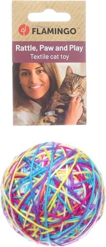 Flamingo Jouet pour Chat Vetru Balle Multicolore en Tissu avec Bruit 8,2cm