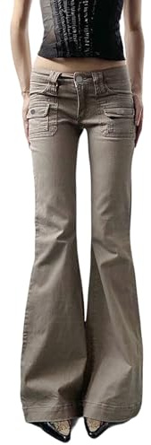 Sawmew Bootcut Jeans Stretch Damen Schlaghose Hüftjeans Low Waist Straight Leg Flared Cargohosen