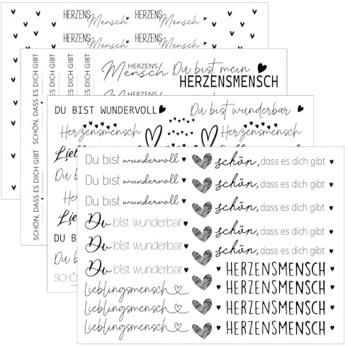 Hongma Rub On Sticker Herzensmensch ca.A5 14x19cm 4PCS Sprüche für Raysin | Rub On Folie Rubons Aufkleber für Untersetzer Transferfolie für Raysin für Keraflott Gips Möbel Glas Holz DIY (Herzensmensch)