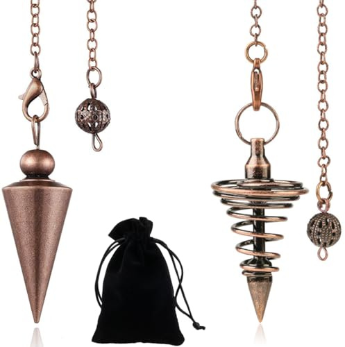 XYTAHDM Lot de 2 pendules de détection de rayonnement en métal pour divination, chakra, pour la guérison, la thérapie énergétique, l'exorcisme