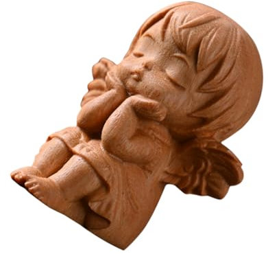 LRXIYODE Estatua de Ángel Tallada en Madera, Miniatura Decorativa
