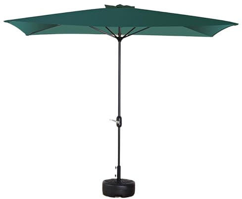 PQPQLI Parasol Rectangulaire + Manivelle | Demi Parasol Balcon | Parasol À Carré avec Socle | Parasol De Jardin Extérieur Anti-UV en Acier(Dark Green,2.5 * 1.30m)