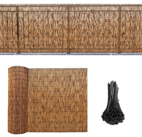 Bambustaket 100 x 400 cm 110 x 500 cm 120 x 600 cm 130 x 700 cm naturliga stängsel med installationshandskar och 100 trädgårdsstaket för poolstaket och dammar.
