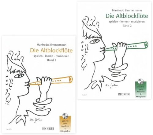 Die Altblockflöte Band 1 + 2 | mit Audiotracks | Spielen - lernen - musizieren | Ricordi Berlin | SY 2570 + SY 2571 | ISBN 9783931788643 + 9783931788650 | Soundman Piano-Bleistift