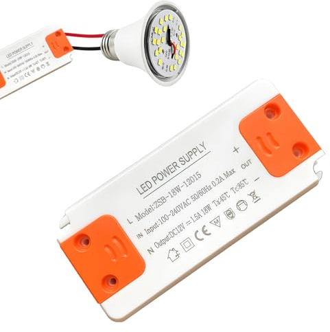 Transformateur 220V 12V 18W 1.5A Pour Bande LED Ampoule DC | Alimentation Stabilisée, Protection Intégrée, Installation Facile, Construction Robuste