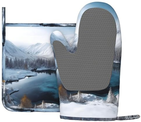 Lot de 2 maniques et maniques en silicone résistant à la chaleur - Antidérapants - Pour la cuisson au four et le gril