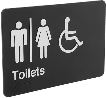 Veemoon Plaque Signalétique Toilette Autocollante Unisexe Indicateur Wc Accessible pour Bureaux Signe de Direction pour Toilettes Handicaps