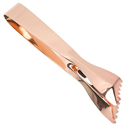 Saluaqui Premium Ice Tongs with Non-Slip Grip Stainless Steel Design for Home Kitchen and Bar Use - Food Grade Tweezers Ideal for Handling Ice Cubes, Sugar Cubes, and More (Copper Plated)