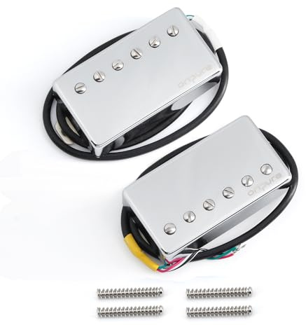 OriPure Alnico 5 pastillas humbucker selladas para guitarras, cromo, 7,2 K + pastilla de puente, 16,6 K, compatible con parte de guitarra LP