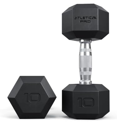 ATLETICA Hexagon Hanteln PRO, 2.5-50kg, Paarweise | Stoßdämpfende CPU-Ummantelung höchster Qualität, Für Drops geeignet, Hartverchromter Griff