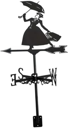 Weather Vane Lady Holding Umbrella Figurine Wind Vane for Patio Backyard Heavy Duty