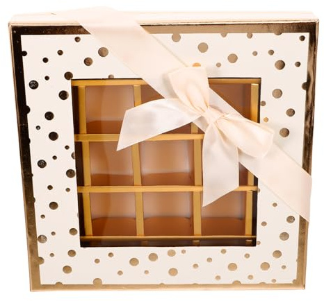 Yardenfun Leere Pralinenschachtel mit 25 Fächern Beige Schokoladenverpackung mit Schleife Große Geschenkbox für Geburtstage Valentinstag und Hochzeitsfeiern